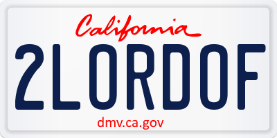 CA license plate 2LORDOF