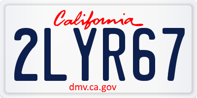 CA license plate 2LYR67