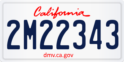 CA license plate 2M22343