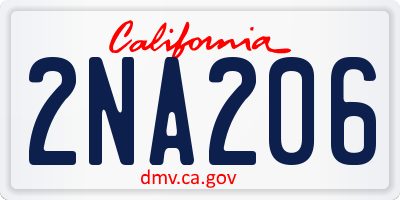 CA license plate 2NA206