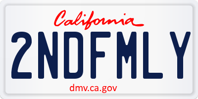 CA license plate 2NDFMLY