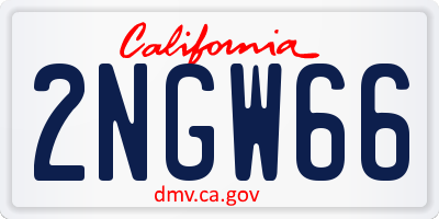 CA license plate 2NGW66