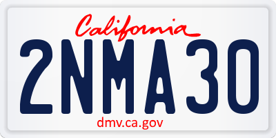 CA license plate 2NMA30