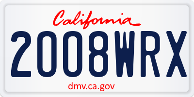 CA license plate 2OO8WRX