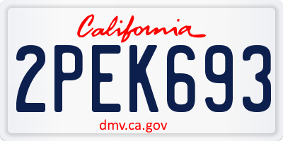 CA license plate 2PEK693