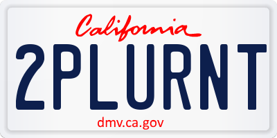 CA license plate 2PLURNT