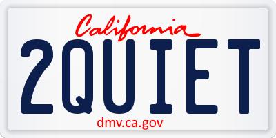 CA license plate 2QUIET