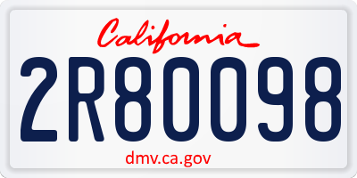 CA license plate 2R80098