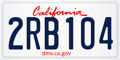 CA license plate 2RB104