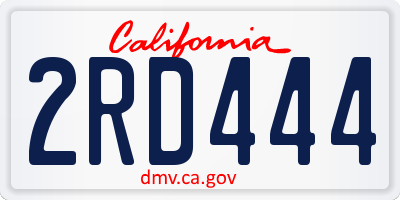 CA license plate 2RD444