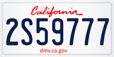 CA license plate 2S59777