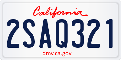 CA license plate 2SAQ321