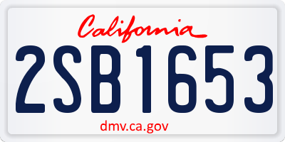 CA license plate 2SB1653