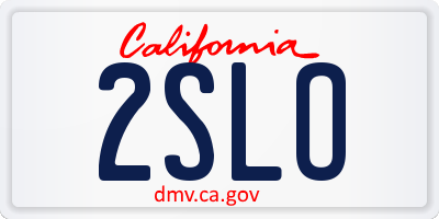 CA license plate 2SLO