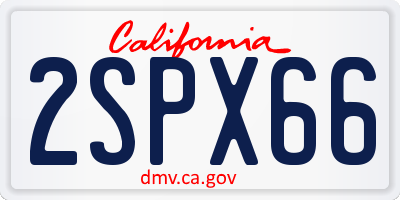 CA license plate 2SPX66