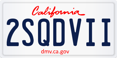 CA license plate 2SQDVII