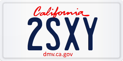 CA license plate 2SXY