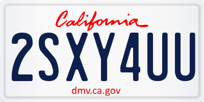 CA license plate 2SXY4UU