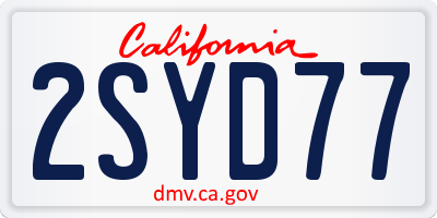 CA license plate 2SYD77