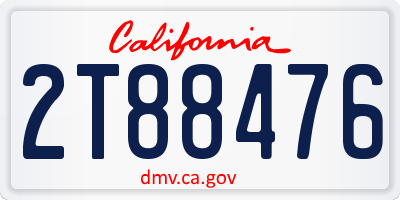 CA license plate 2T88476