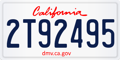 CA license plate 2T92495