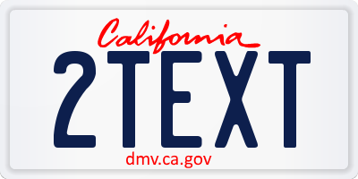 CA license plate 2TEXT