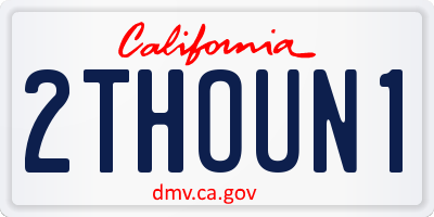 CA license plate 2THOUN1