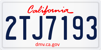 CA license plate 2TJ7193