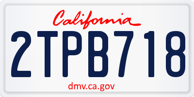 CA license plate 2TPB718