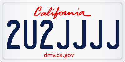 CA license plate 2U2JJJJ