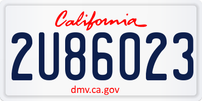 CA license plate 2U86023