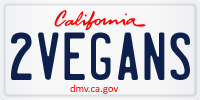 CA license plate 2VEGANS