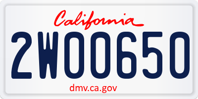 CA license plate 2W00650