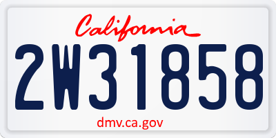 CA license plate 2W31858