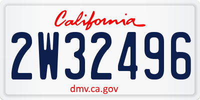 CA license plate 2W32496