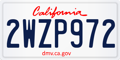 CA license plate 2WZP972