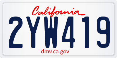 CA license plate 2YW419