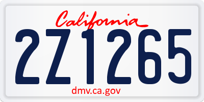 CA license plate 2Z1265