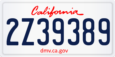 CA license plate 2Z39389