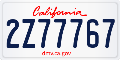 CA license plate 2Z77767