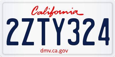 CA license plate 2ZTY324