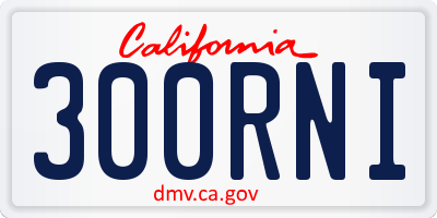 CA license plate 300RNI