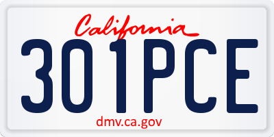 CA license plate 301PCE