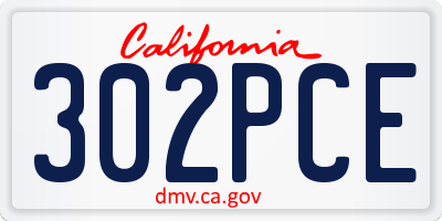 CA license plate 302PCE