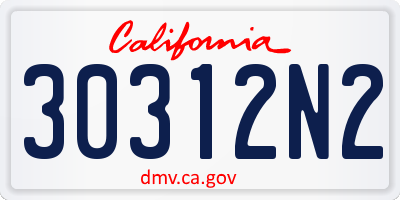 CA license plate 30312N2