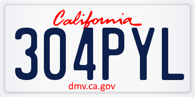 CA license plate 304PYL