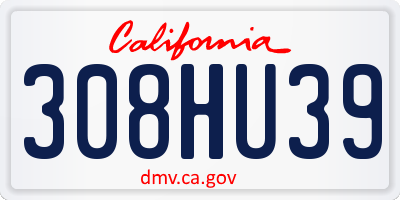 CA license plate 308HU39