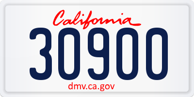 CA license plate 30900