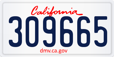 CA license plate 309665