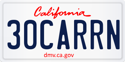 CA license plate 30CARRN